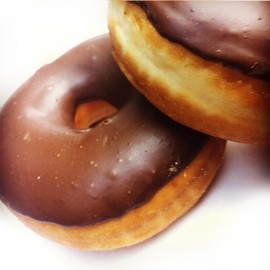 chocolate dipped donut by purple oven